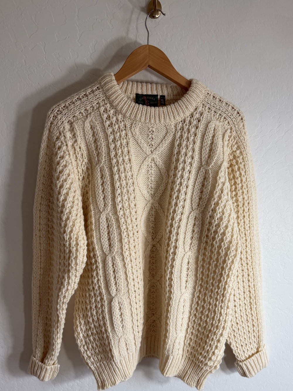 Vintage Gaeltarra Irish Wool Cable Knit Fisherman Sweater Size 40 / 102cm NWT